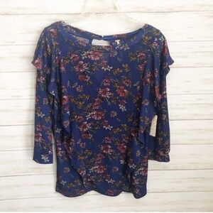 New Free People Women's Top. Blue floral print Dock Street shirt, Small, NWT
